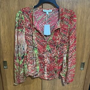 Walter Baker Red and Green Blouse Vibrant and Stylish